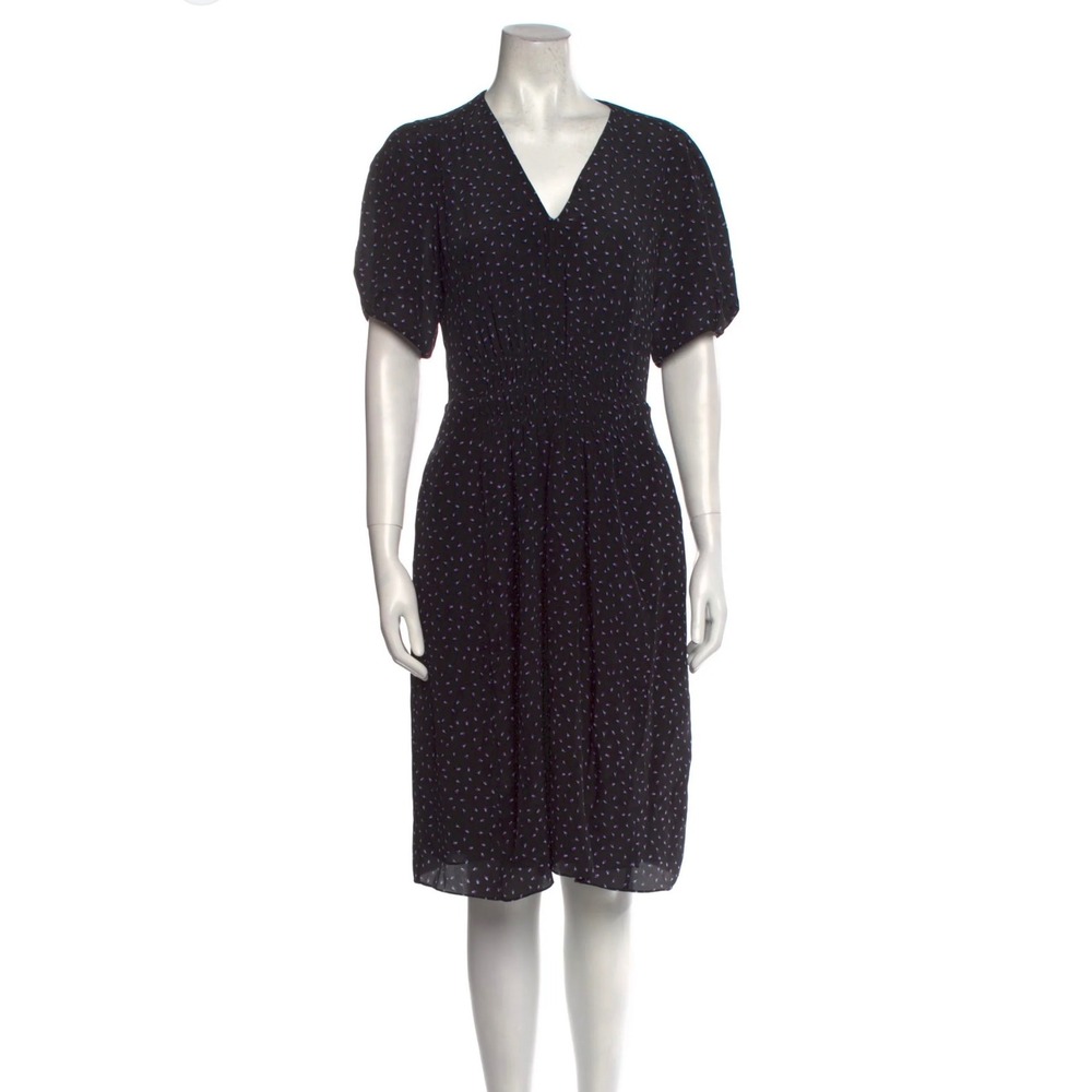Rebecca Taylor‎ Silk Knee-Length Dress in Black Purple Size 8
